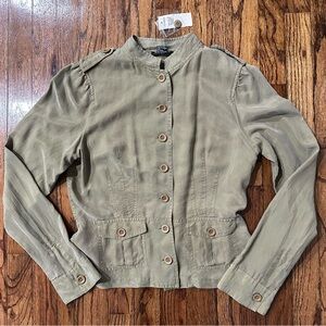 🦋 NWT Vintage Kojiyohji Olive Green Silk Jacket Juniors Large